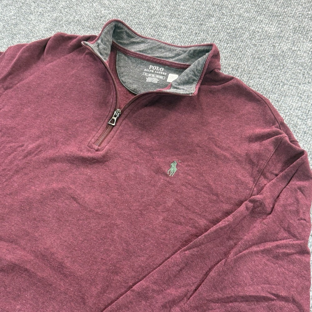 Polo Ralph Lauren Men's Jersey Quarter-Zip Pullover Dark Maroon XL